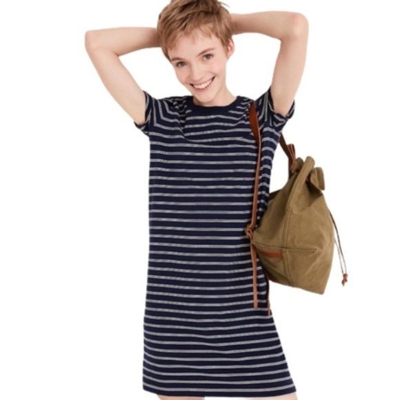 Madewell T-Shirt Dress Tina Stripe Blue White NWT - Picture 10 of 15